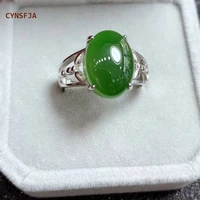 cynsfja new real rare certified natural hetian jasper nephrite rings 925 silver lucky amulets green jade ring birthday gifts