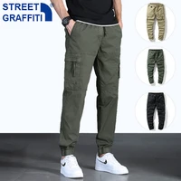 men new tactical cargo pants cotton multiple pocket joggers 2021 hip hop pants men street fashion sweatpants tie feet trousers