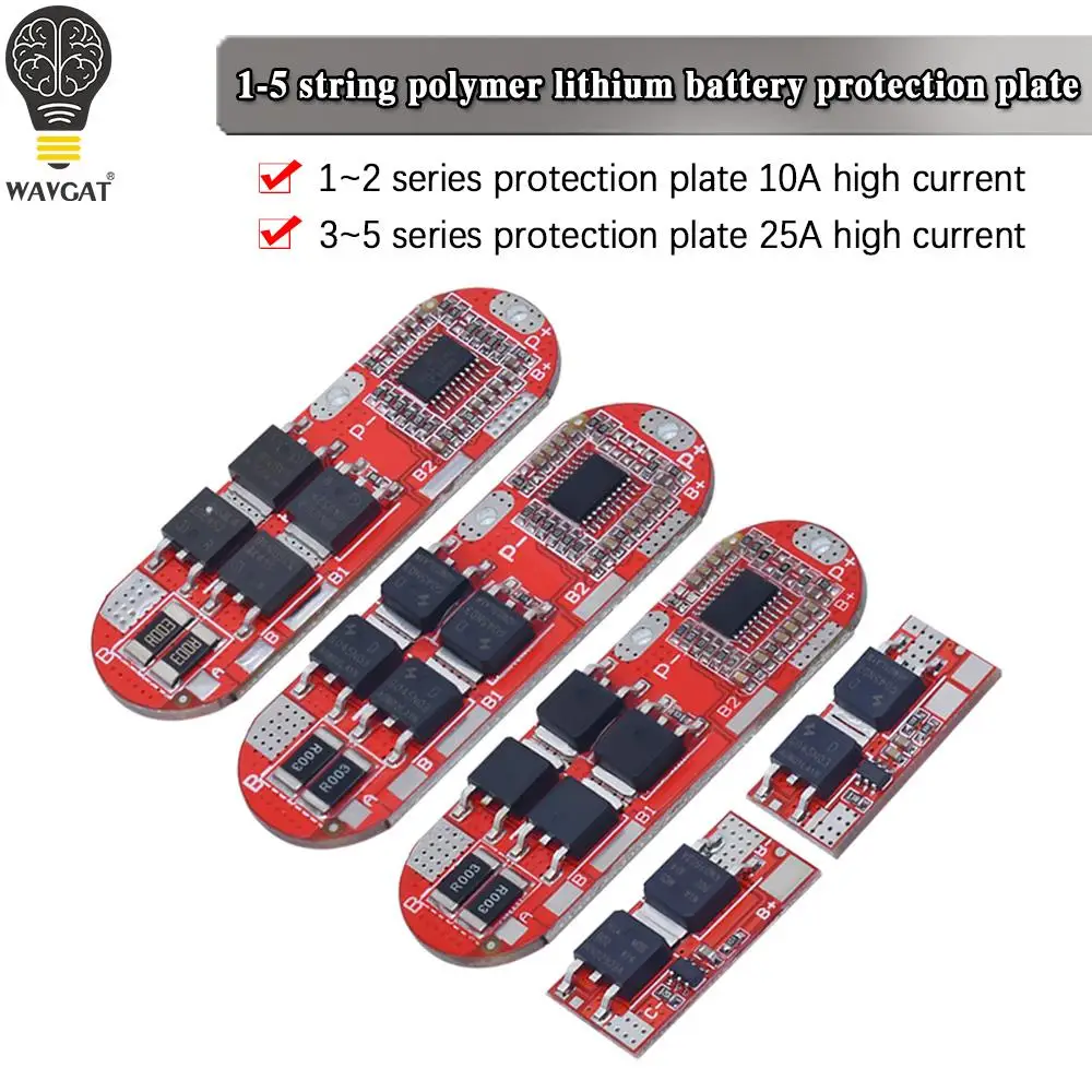 WAVGAT 1S 2S 10A 3S 4S 5S 25A BMS 18650 Li-ion Lipo Lithium Battery Protection Circuit Board Module Pcm 18650 Lipo Bms Charger