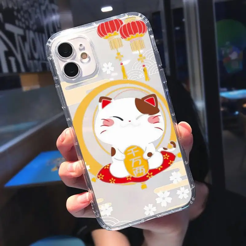 

Lucky Cat Phone Cases Transparent for Clear iPhone 11 12 mini pro XS MAX 8 7 6 6S Plus X 5S SE 2020 XR