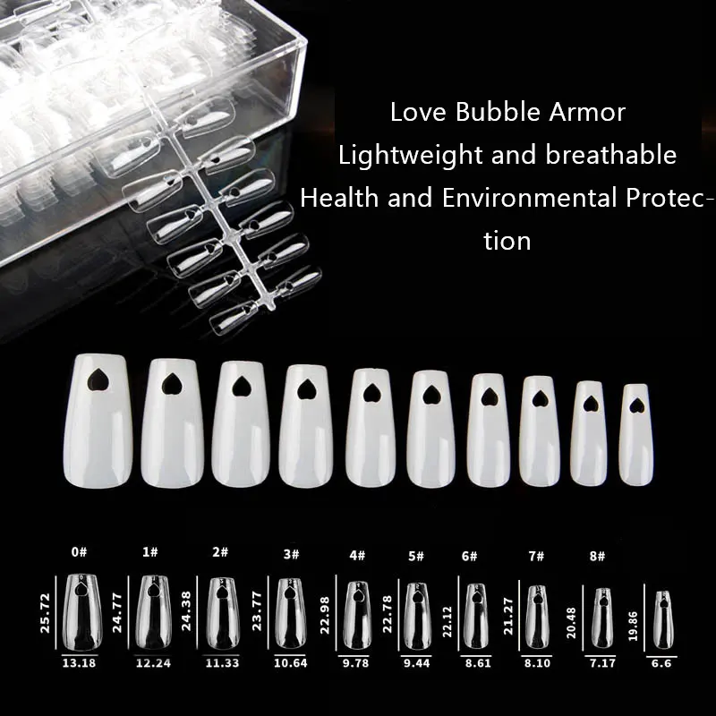 

Cute Heart Medium Coffin False Nail Tips Full Cover Nails Fake Tip Press Salon