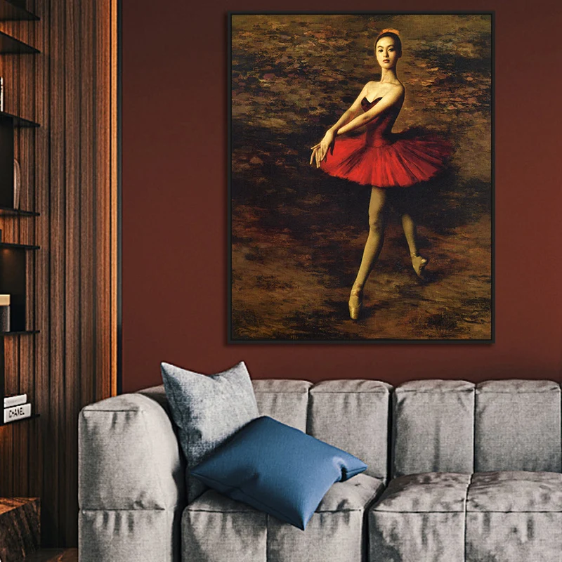 Diy краски по номерам картина Рисование с комплектами красная одежда Танцы