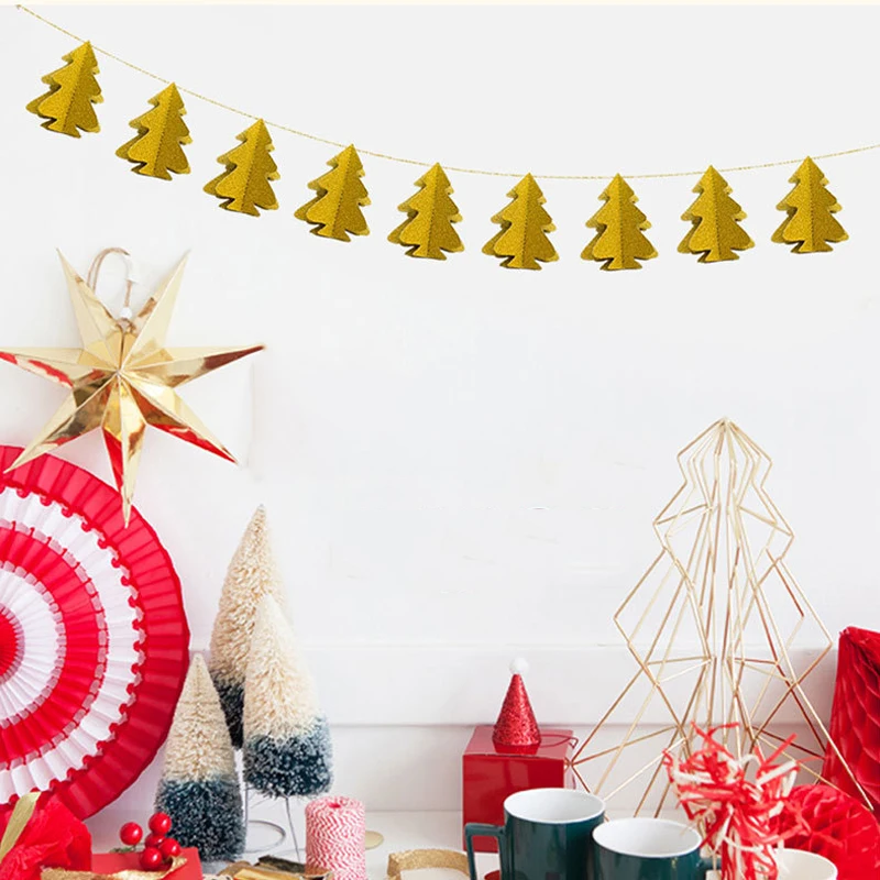 Рождественская бумажная веревка подвесные флаги в форме рождественской елки для