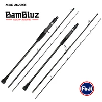 MADMOUSE Bambluz 3 Section Portable Slow Jigging Rod 1.9m Fuji Parts Casting&Spinning Fishing Pole Japan Quality Boating  Rod