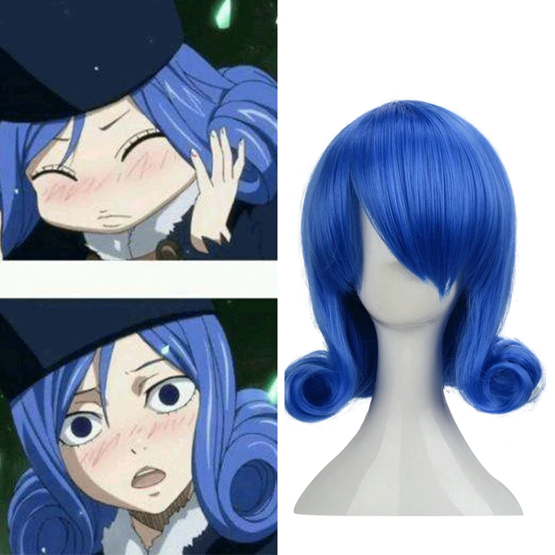 2020Japanese Anime FAIRY TAIL Women Juvia Loxar Cosplay Wig Role Play Juvia Loxar Blue Styled Hair Wig Costumes with Free Wigcap