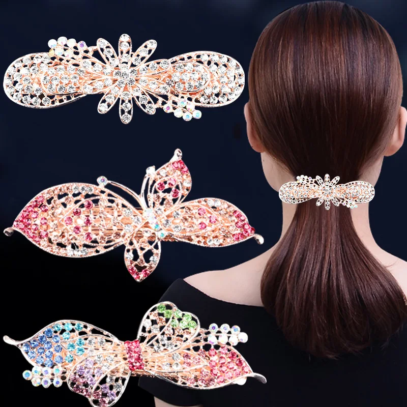 

2021New 24 Style Crystal Flower Butterfly Barrettes Hair Clips for Women and Girls Accessories Jewelry Fashion Hairpin