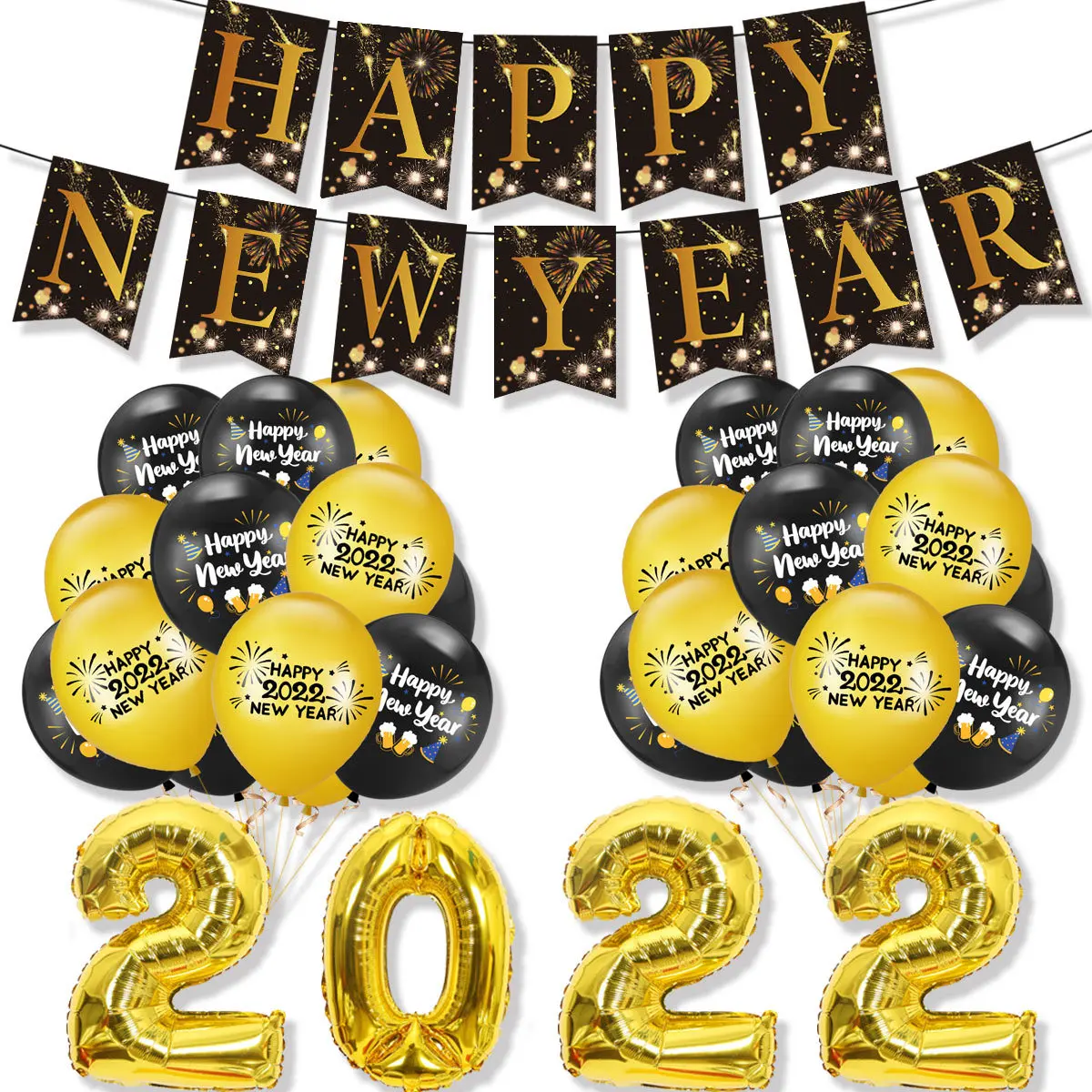 

2022 набор воздушных шаров для новогодней тематики, новый год, день Нового года, Натяжной флаг, новогодние открытки для торта, декор для домашн...