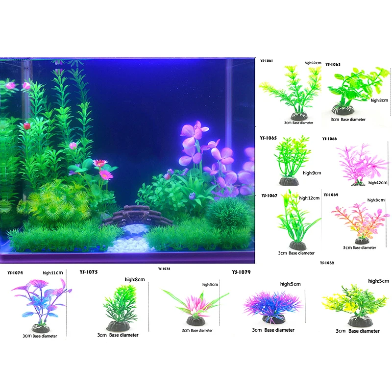 

Aquatic Fish Tank Landscape Aquarium Decor Green/Purple Artificial Plastic Water Grass Water Plant Green Grass For Aquarium