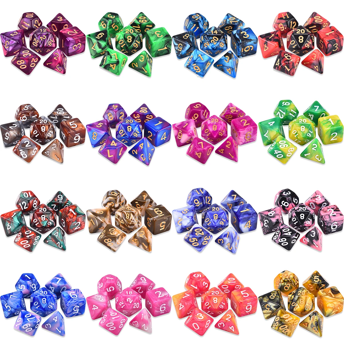 Polyhedral 7-Die двухцветный вихревой рандомный набор для ролевых игр MTG D4 D6 D8 D10 D % D12 D20