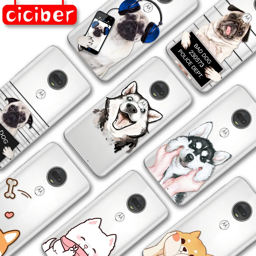 

Husky Pug Shiba Inu Dog Case For Motorola Moto G10 G9 G8 G7 G5 G5S G6 E5 E6 E7 Plus Play Power Soft Silicone TPU Phone Back Capa