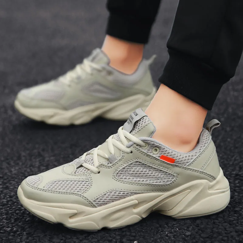 

Outdoor Men Running Sneakers Light Breathable Male Athletic Footwear Lace-up Mesh Jogging Gym Shoes Big Size 39-47