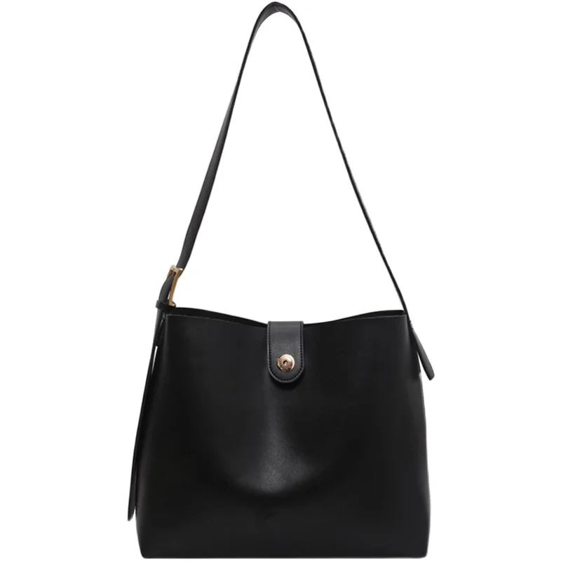 

[BXX] Female Luxury Brand Bucket Bags For Women Black Ladies Handbags Shoulder 2021 Winter PU Leather Crossbody Bag HQ227