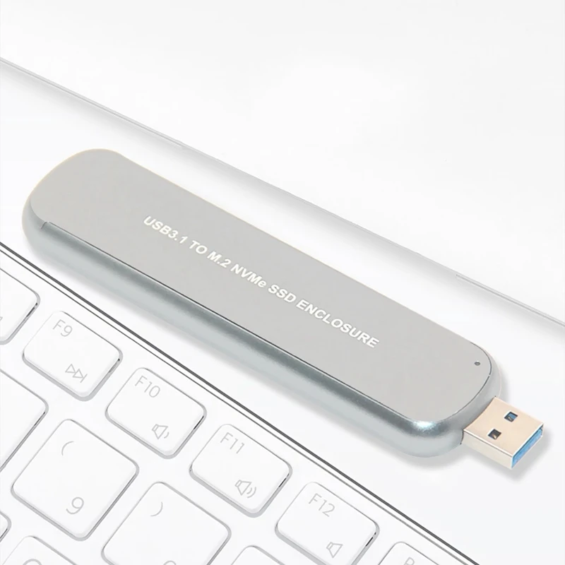 

Portable Hard Drive Enclosure USB3.1 to M.2 NVMe SSD Enclosure Aluminum Alloy Mobile Hard Drive Case Silver