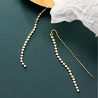 Персонализированные геометрической формы в виде многоугольника, Золотой длинными ушами линии серьги для женщин 925 стерлингового серебра тонкая серьга S925 серебряные ювелирные изделия