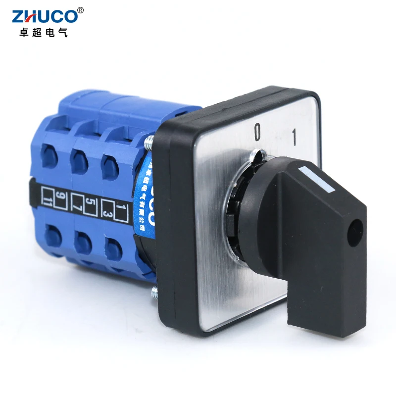 ZHUCO SZW26/LW26-20/C06.3 0-1 20A трехполюсный двухпозиционный 64x64 48x48 мм переключатель панели