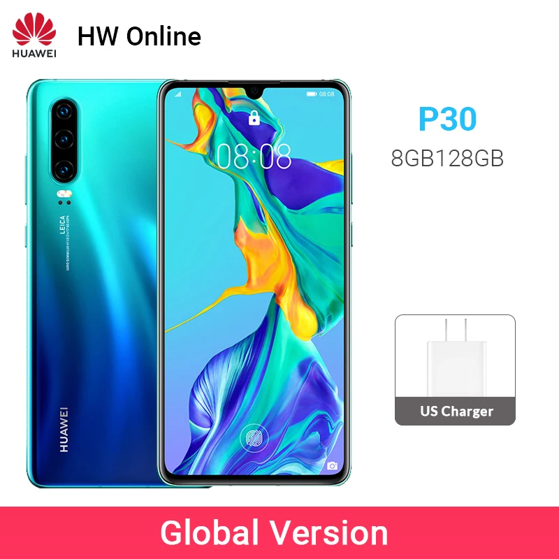 Huawei P30, 8 ГБ ОЗУ, 128 Гб ПЗУ, смартфон Kirin 980, четыре ядра, мобильный телефон, экран 6,1 дюйма, 40 МП, 3 камеры, Android 9, NFC, супер зарядка