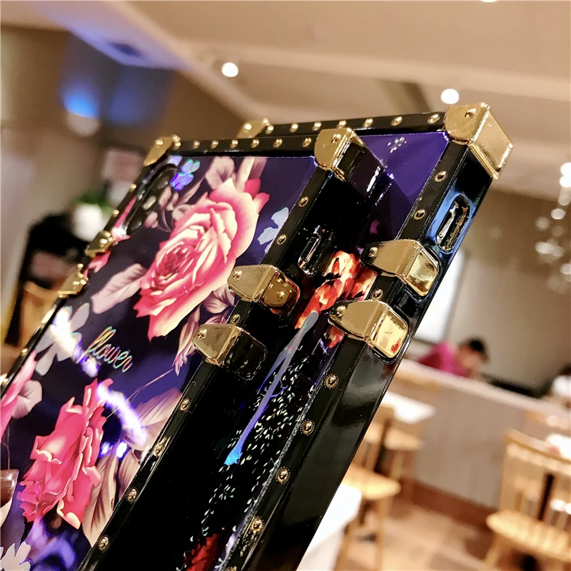 Модный Арт цветы синий свет квадратный чехол для телефона iphone XR XS MAX X с