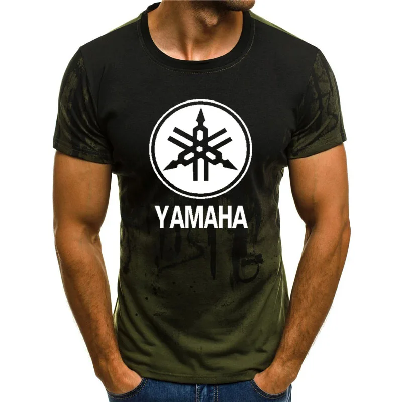 

Yamaha logo summer casual men's short-sleeved T-shirt gradient milk silk fashion hip-hop Harajuku top polyester
