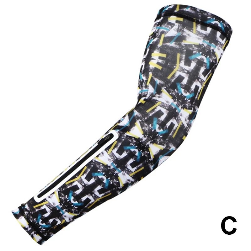 

Newly Sports Arm Support Sleeve Sun UV Protection Arm Sleeves with Zippered Phone Bag for Fitness Running BN99