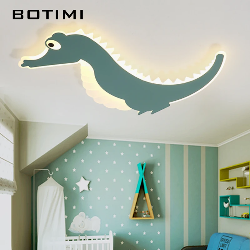 Светодиодный потолочный светильник для детской спальни с изображением BOTIMI из мультфильма, современный желтый металлический потолочный светильник для мальчиков