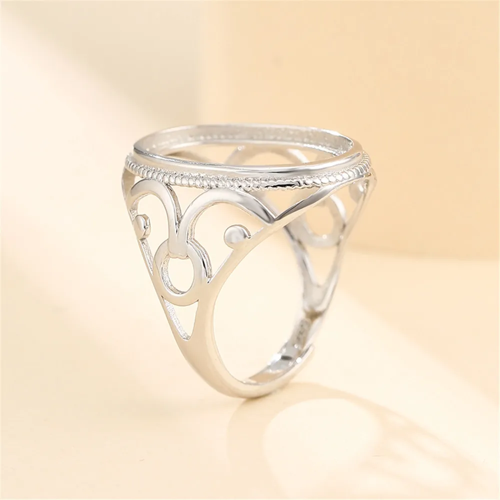 Ring Blank for 14X19mm Oval Cabochons Ring Blank Gold Plated 925 Silver Adjustable Ring Base SR0376
