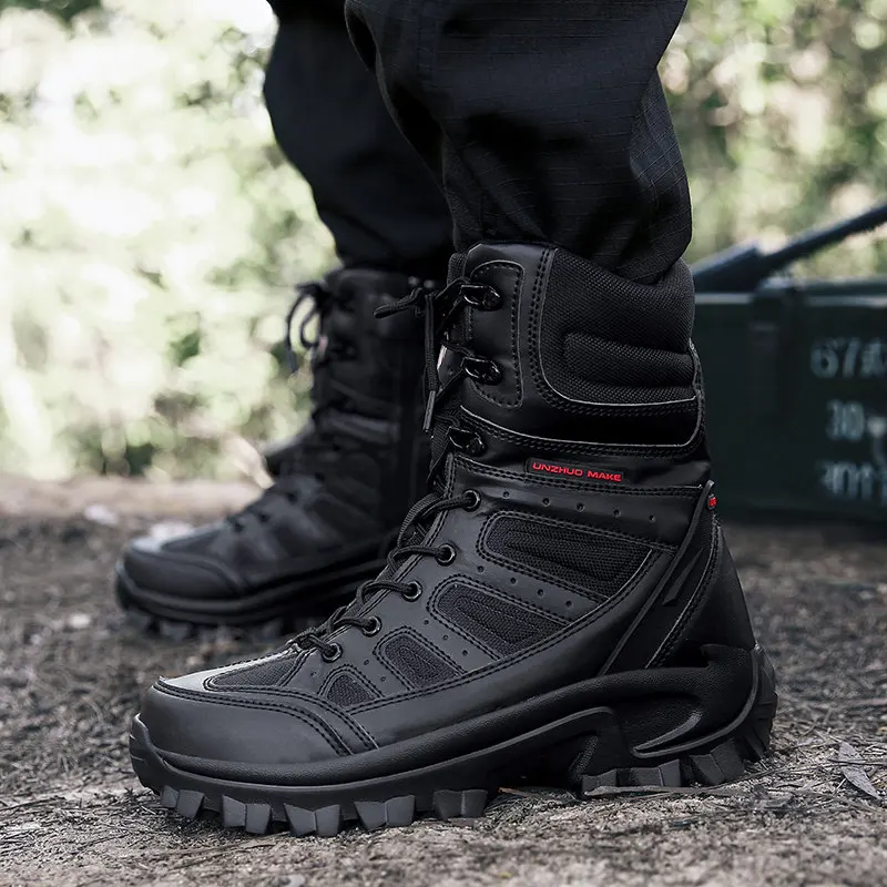 Black Military Boots Tactical Men's Shoes Size 47 Special Forces Training Desert Combat Army Boots Men High Hiking Working Shoes