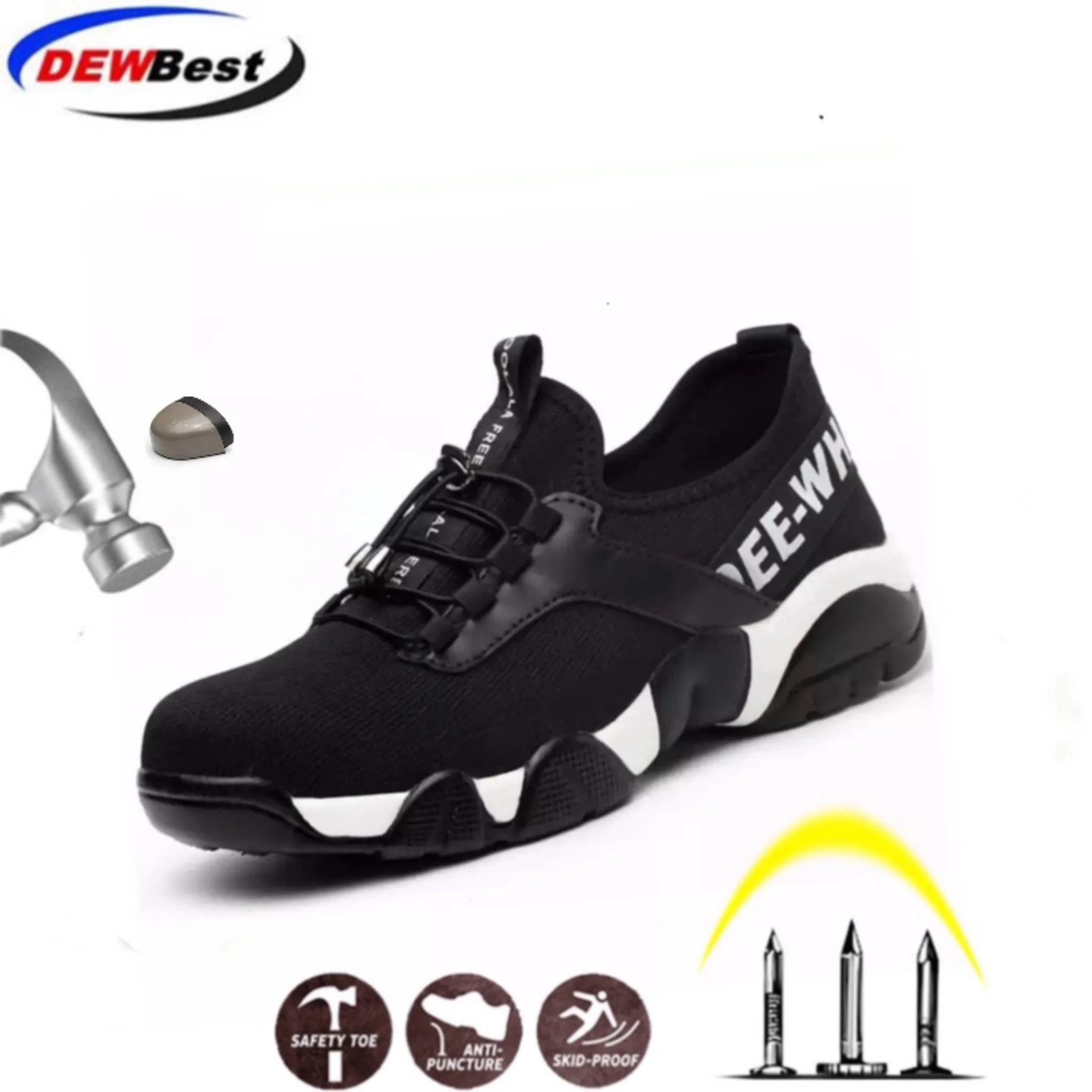 Aramid sole Breathable safety shoes Women and men's Lightweight summer anti-smashing piercing work sandals Single mesh sneakers | Обувь
