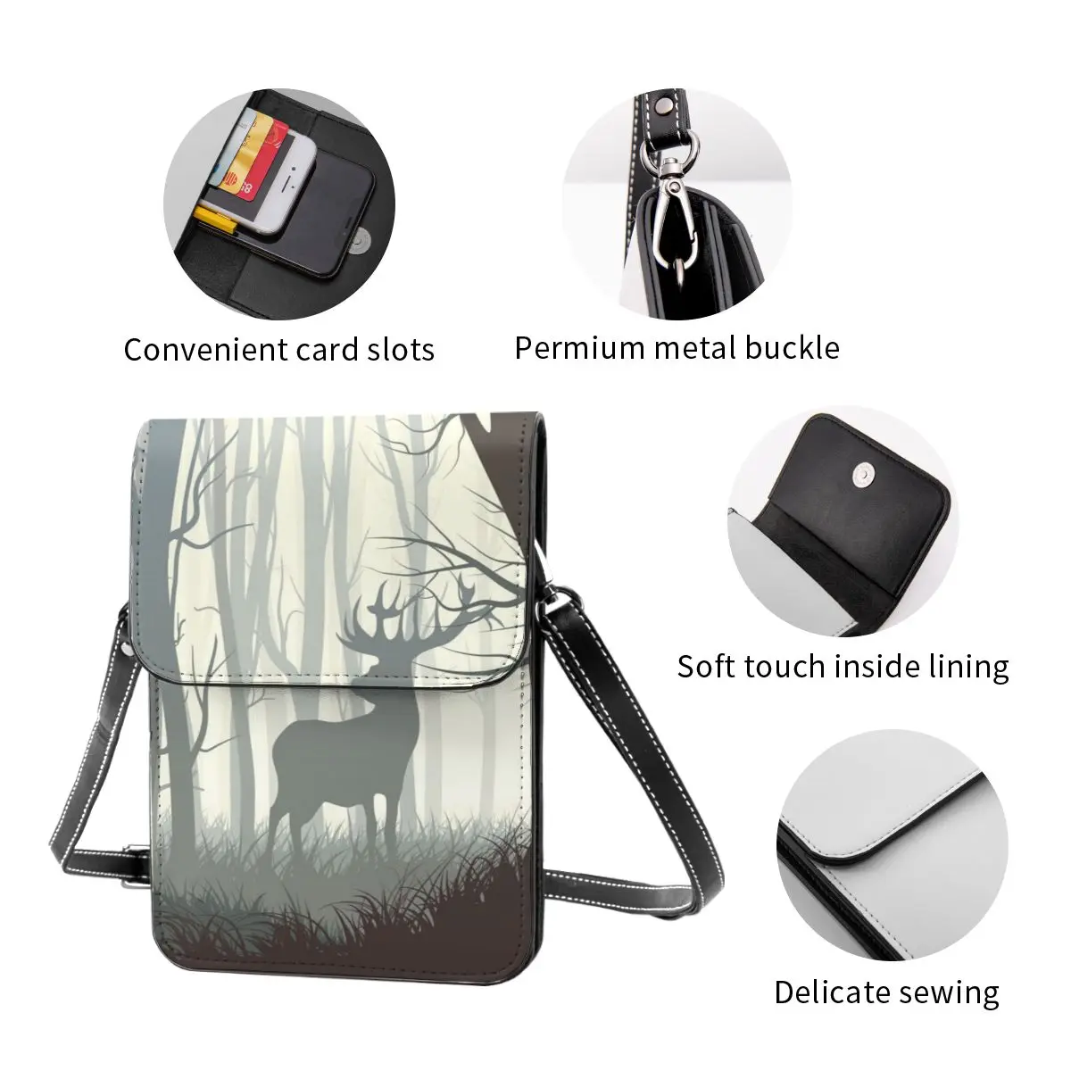 

Dark Forest With Wild Elk In Forest Fashion Card Holder Wallet 2021 New Female Wallets Women Zipper Strap Coin Purse