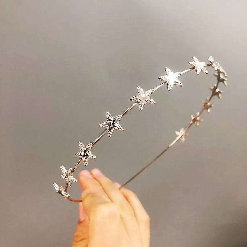 

2019 New Women Gold Silver Metal Pentagram Star Hair bands Geometric Hairbands Headbands Hair Hoop Daily Party Hair Accessories