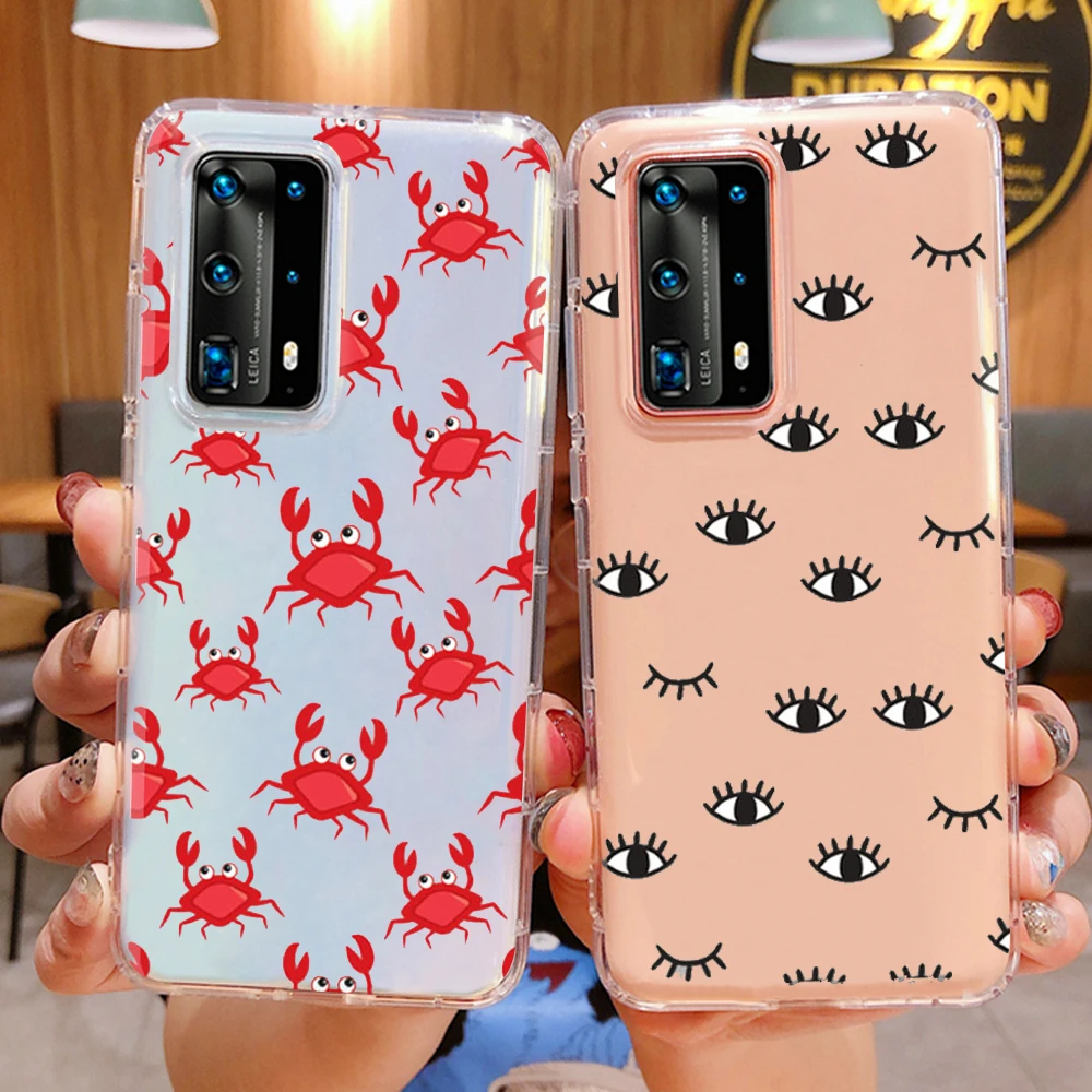 

PUNQZY Summer Cute Floral Fruit Orange Phone Case For Huawei P40 lite P30 PRO MATE 40PRO P20LITE MATE 20LITE Soft TPU Case Cover