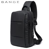 bange men usb charging crossbody bags waterproof messenger chest bag male short trip sling bag large capacity shoulder bag black