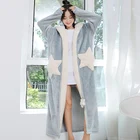 Женский зимний халат большого размера с милыми звездами, очень длинный теплый фланелевый Халат, фланелевый Халат на молнии для беременных, одежда для сна