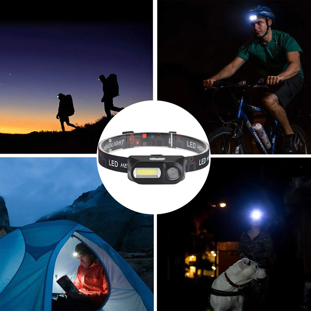 

USB Rechargeable Torch Mini COB LED Headlight Headlamp Head Lamp Flashlight for Outdoor Camping Hiking Night Fishing Light Tools