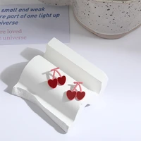 new fashion cute cherry love stud earrings flower heart earrings for women party statement jewelry for women girls earring studs