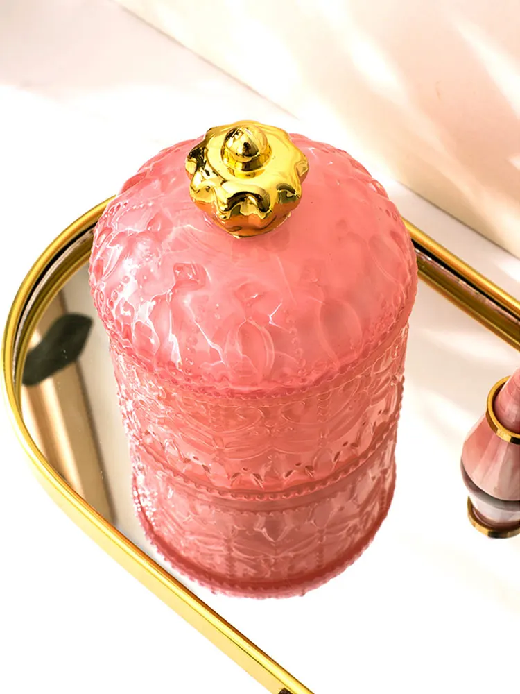 

Nordic Desktop Organizer Light Luxury Crown Jewelry Box Storage Jar Glass Candle Jar botellas de vidrio Souvenir For Wedding