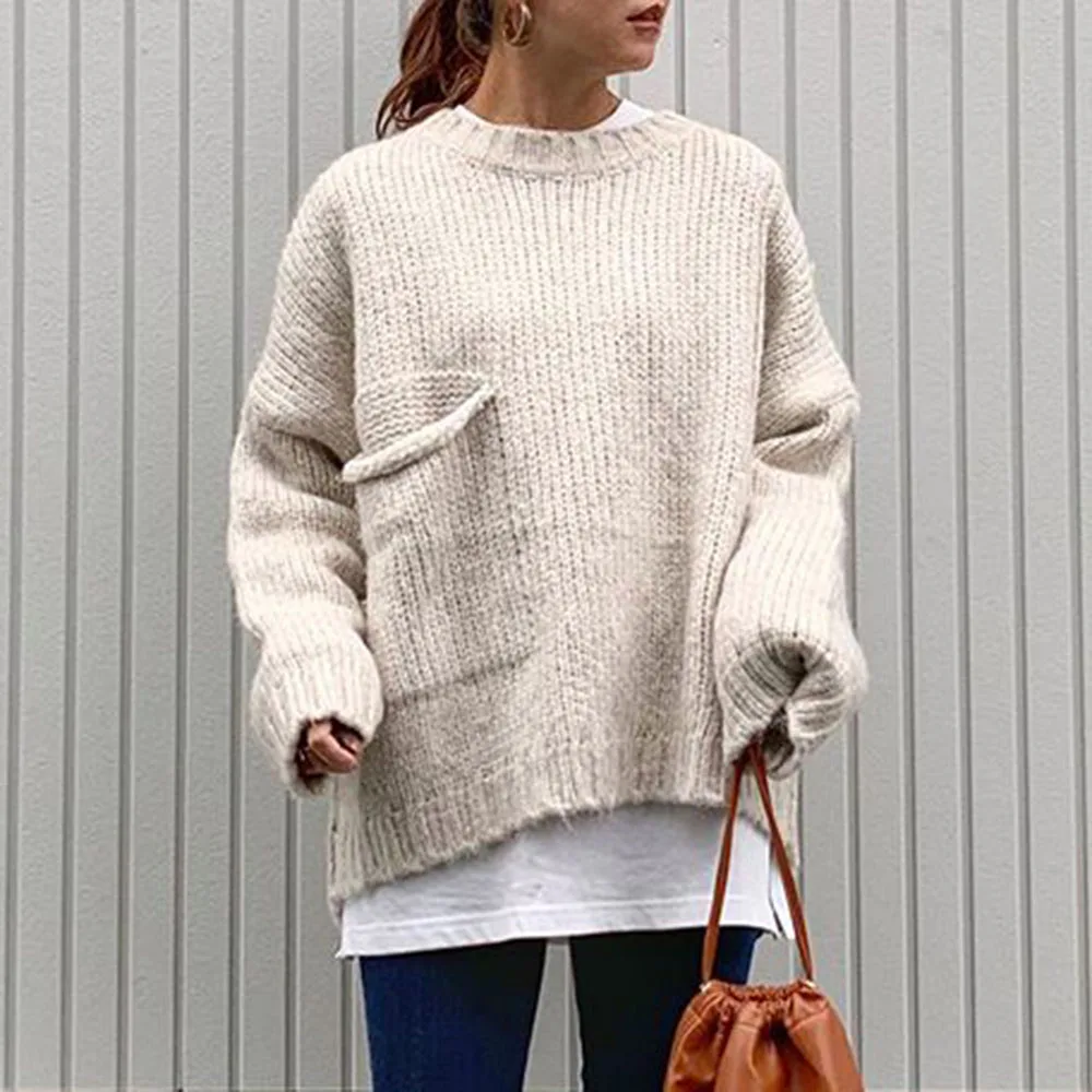Осень-зима 2019 свитер женские пуловеры с круглым вырезом мягкий вязаный