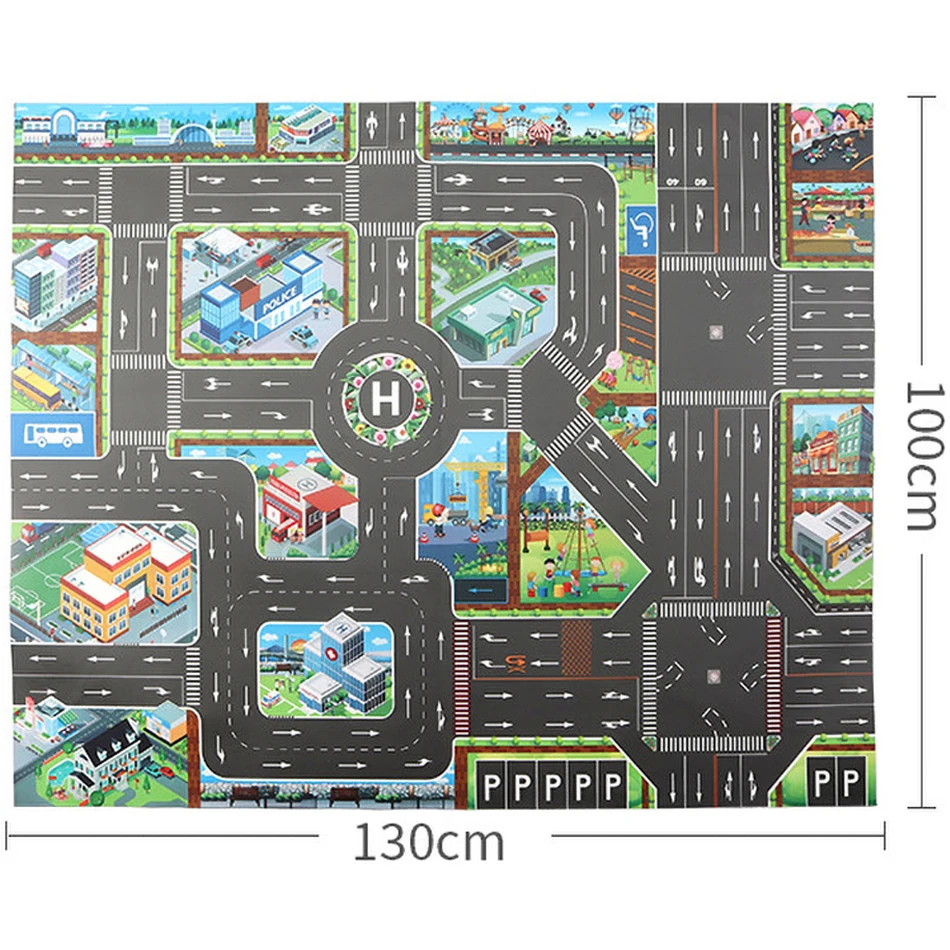 

2021 Baby Play Mat Road Map for Kids Cartoon Plastic Thin Traffic Rug Little Boys Girls Playmat Babies Playing Educational Mat
