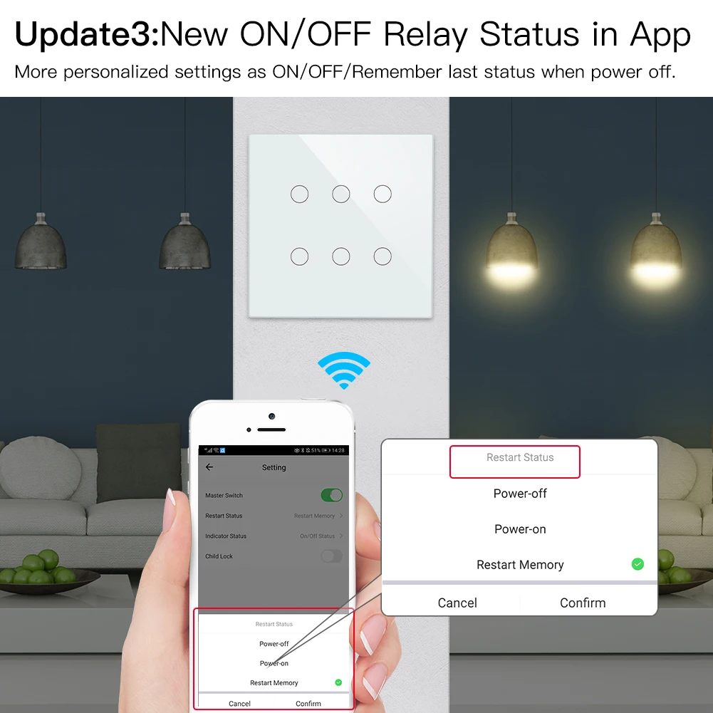 Moes New Smart WiFi 6 Gang Light Switch Life/Tuya App 2/3 Way Muilti-Control Remote Control Works with Alexa Google Yandex | Обустройство