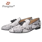 PiergitarНовый Стиль Серый; Выделка под змею; Кожаные мужские лоферы ручной работы; Женская обувь на молнии, узор с орнаментом широкий ассортимент обуви: мокасины размера плюс Мужской тапочки под смокинг