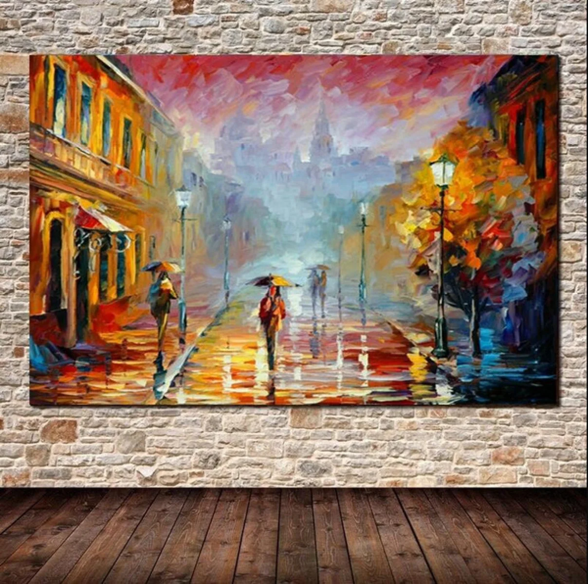 Картина на холсте с изображением влюбленных дождя дерева пейзажа масляной