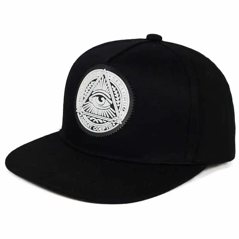 Классический 5 панелей Хлопка snapback 3d глаза Бога пластиковая накладка мужские