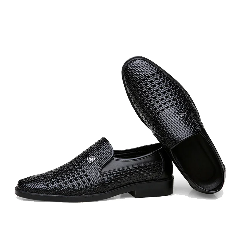 

Luxury Brand Genuine Leather Fashion Men Business Dress Loafers Pointed Toe Black Shoes Oxford Breathable Formal Wedding Shoes