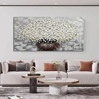 modern hand painted palette knife flower texture thick abstract flowers oil painting unframed wall artwork for living home decor