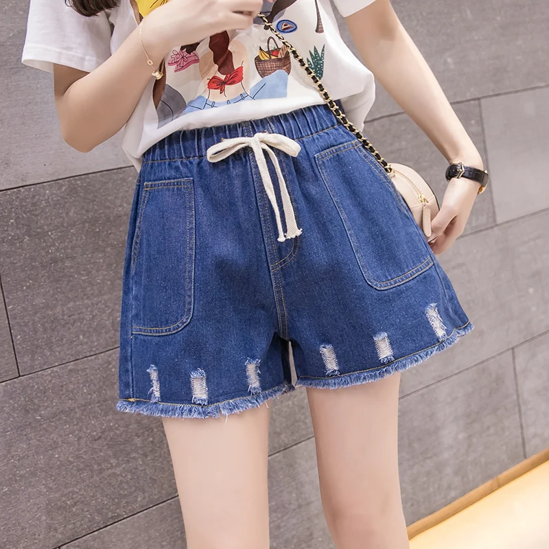 2020 летние женские джинсовые шорты с высокой талией повседневные свободные