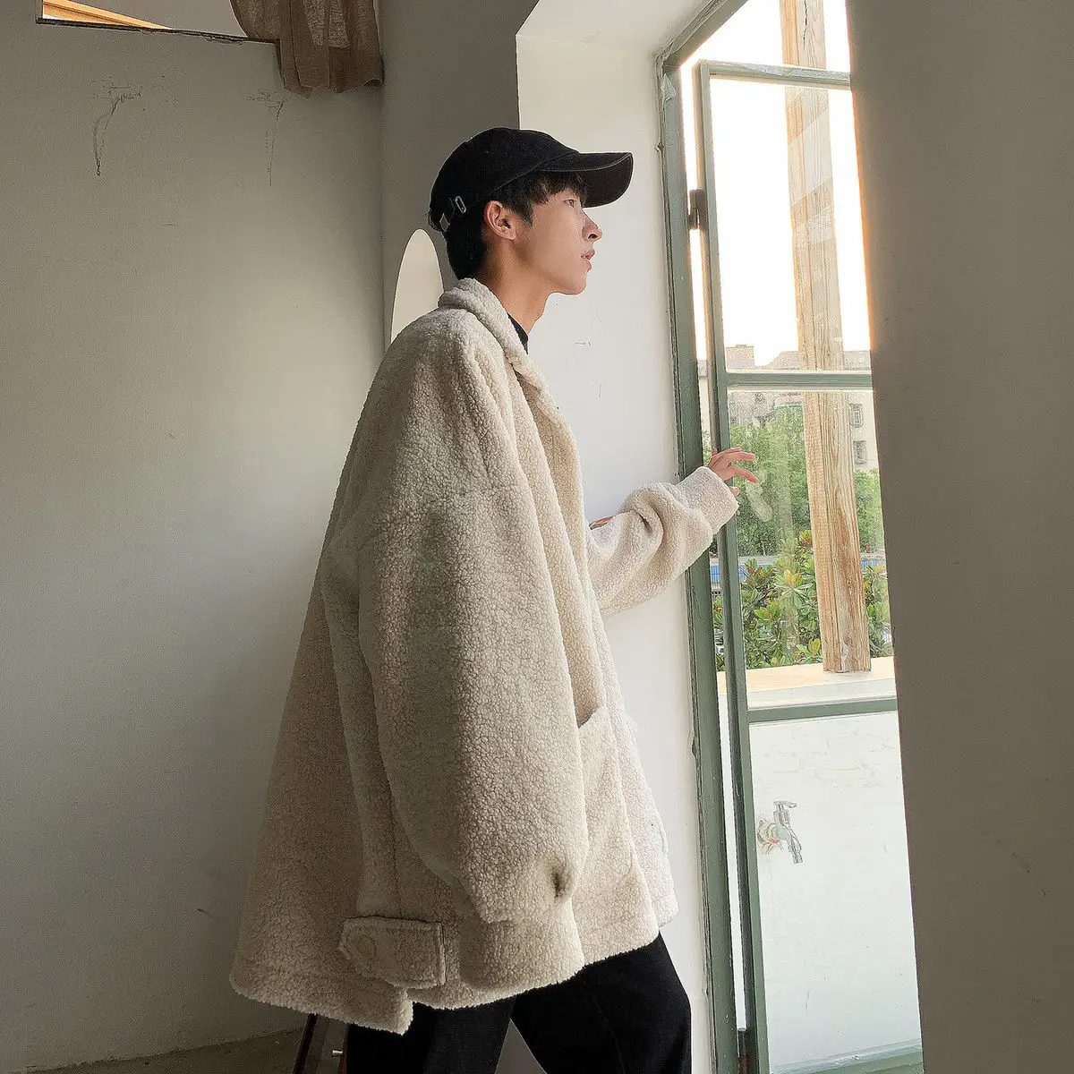 Winter Men's Patch Printed Parkas Thickened Lamb Fur Coats Casual Cotton-padded Clothes Waterproof In Warm Snow Jackets M-2XL