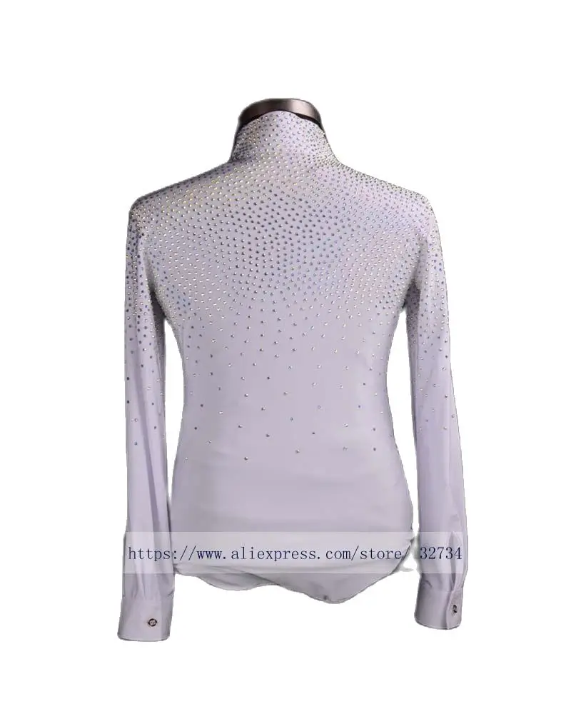 Белое Новое поступление мужские топы для бальных танцев рубашки