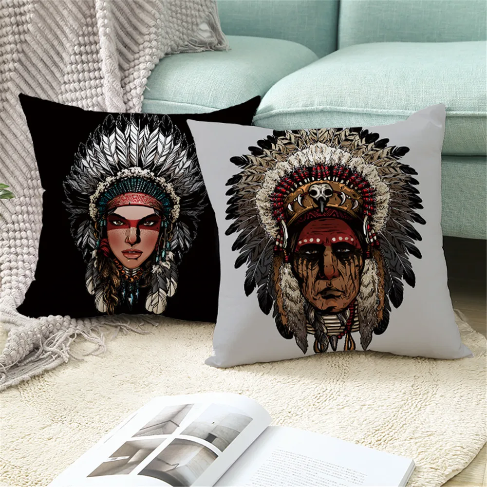 

Custom Lndian Wind Pillowcases Decorative Sofa Room Bed Pillow Cover Home Car Cute Cushion Case 45*45cm(One Side) TPR04