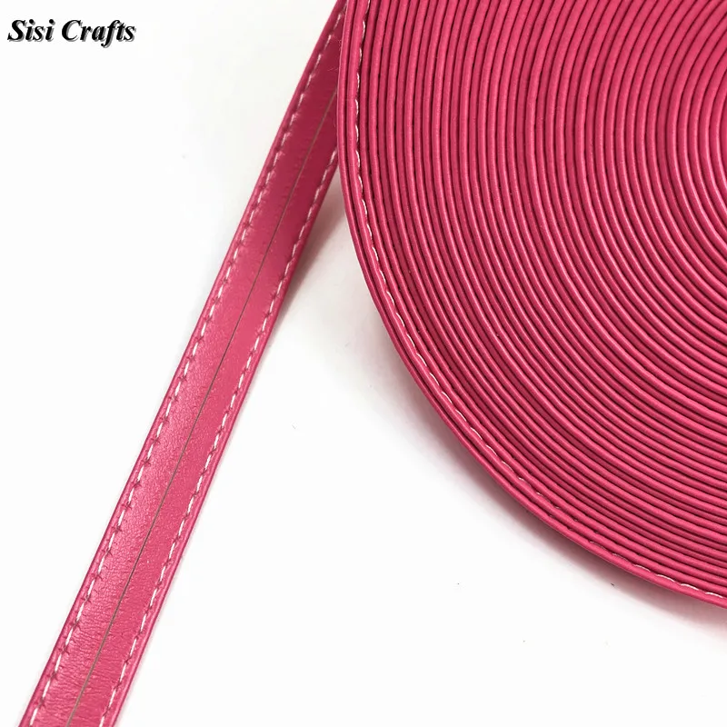 Sisi лента для поделок сшитая Fushia PU 12 мм 30 ярко-розовая Сливовая искусственная кожа