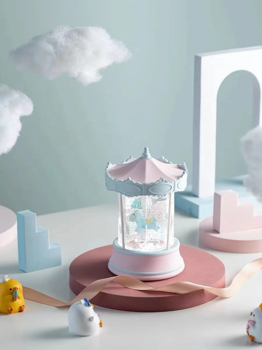 Музыкальная шкатулка в виде карусели с хрустальными шариками музыкальная ночник