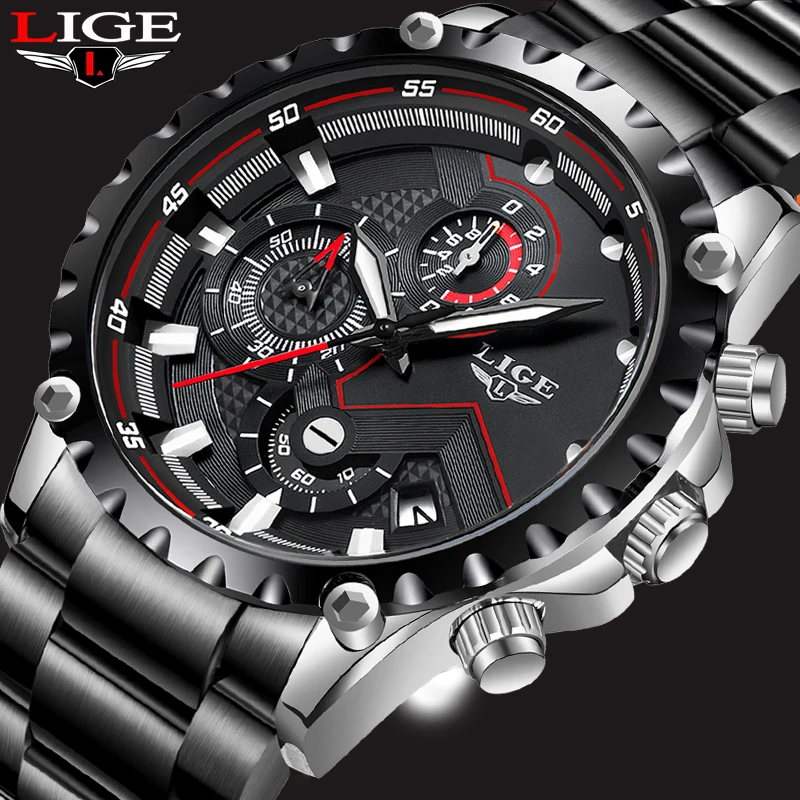 Relogio Masculino 2019 LIGE Лидирующий бренд роскошные классические деловые мужские часы